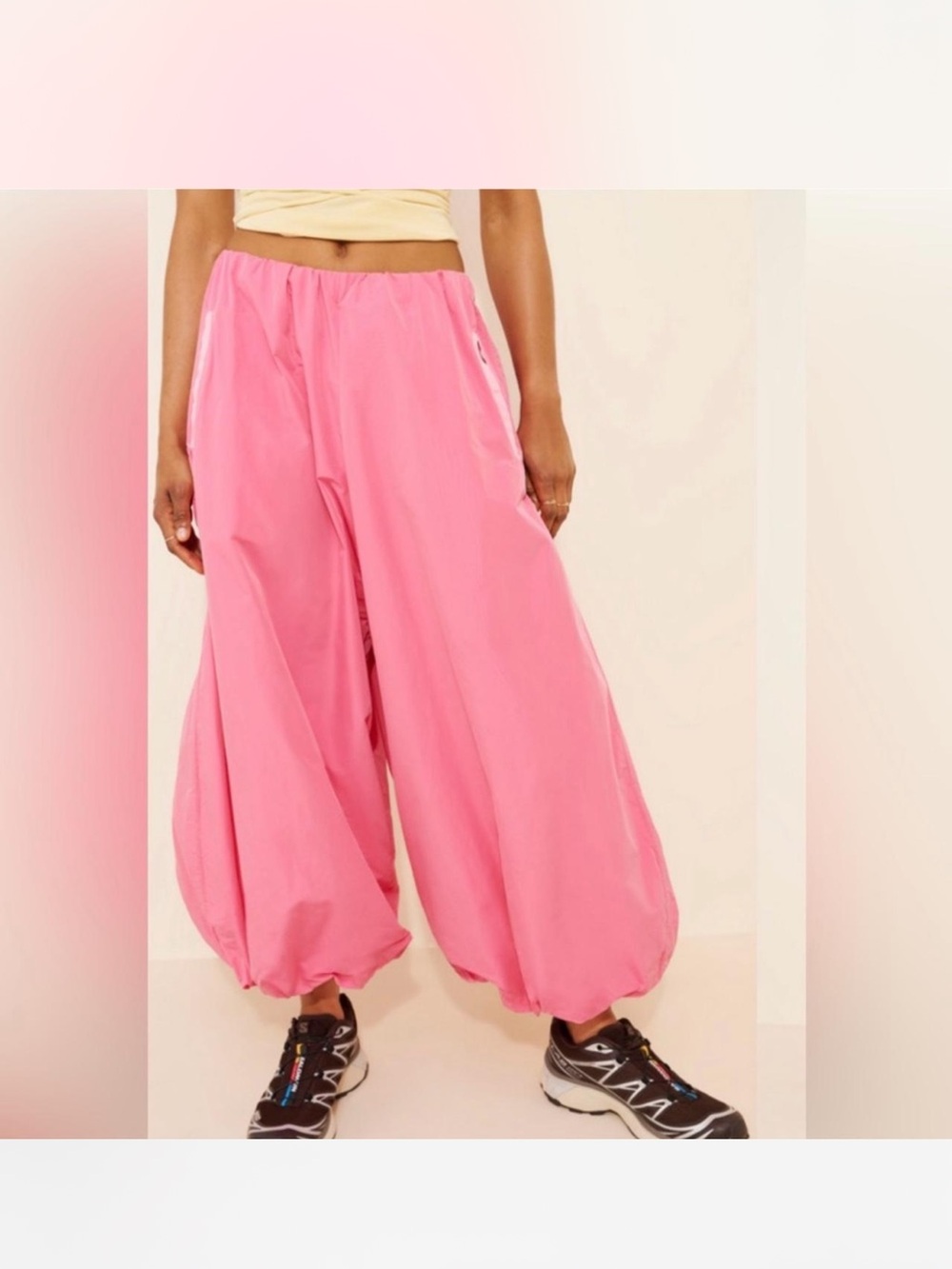 Maeve Bubble Wide-Leg Pants in Bright Pink